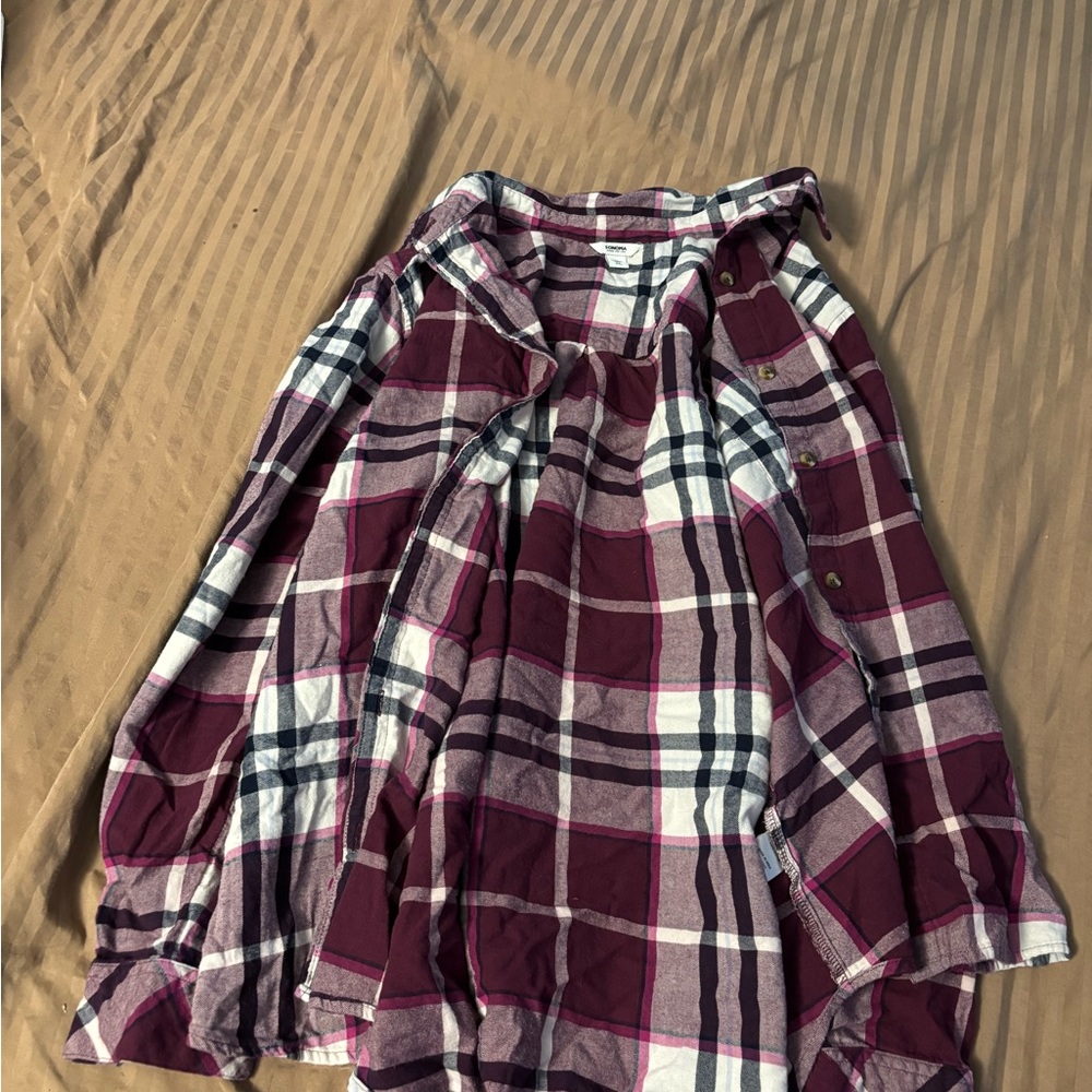 Sonoma Red Midi A-Line Skirt with Tie Front and High-Low Style XL